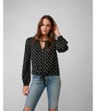 Express Womens Polka Dot Tie Front Cut-out Blouse
