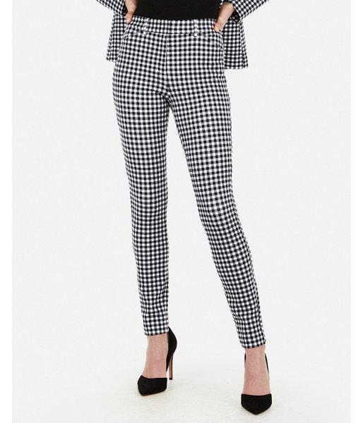 Express Womens High Waisted Gingham Print Stretch