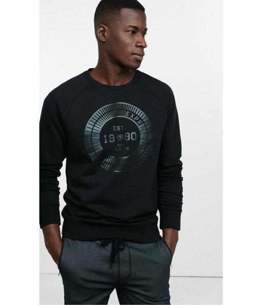 Express Men's Sweatshirts Black Expr Circular Graphic