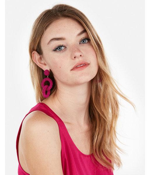 Express Womens Interlocking Seed Bead Wrap Drop Earrings