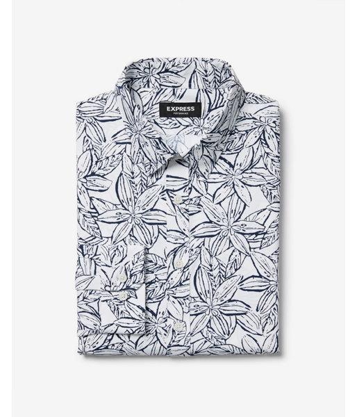 Express Mens Express Mens Classic Floral Wrinkle-resistant Performance Dress