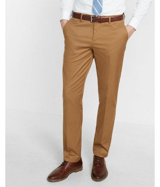 Express Mens Slim Fit Camel Stretch Cotton Photographer Dress Pant