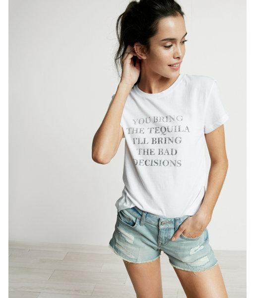 Express Tequila Bad Decisions Cotton Crew Neck Tee