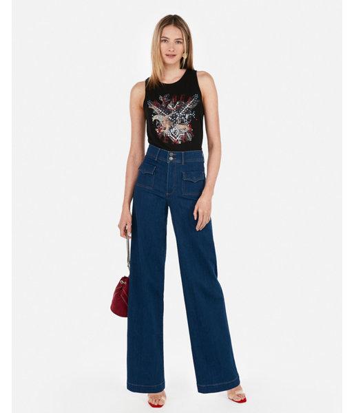 Express Womens Express One Eleven Rebel Heart Studded Cropped Tank