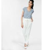 Express Two Pocket Rolled Sleeve V-neck Blouse