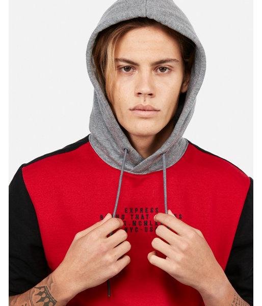 Express Mens Embroidered Fleece Popover Hoodie