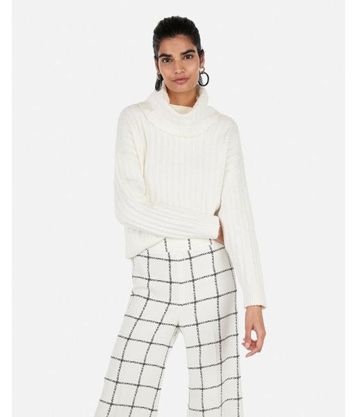 Express Womens Cozy Cropped Cowl Neck Ribbed