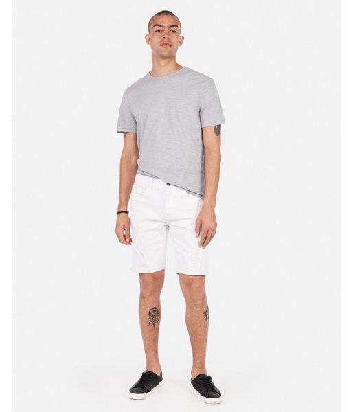 Express Mens Slim 9 Inch White Stretch Bermuda Denim