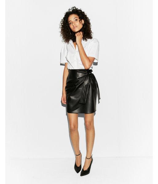 Express Womens Puff Shoulder Button Up