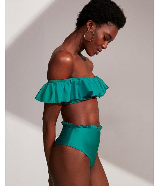 Express Womens Shimmer Ruffle Bandeau Bikini Top
