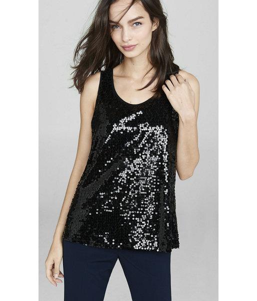 Express Express Women's Tanks Black Sequined Split Back Tank
