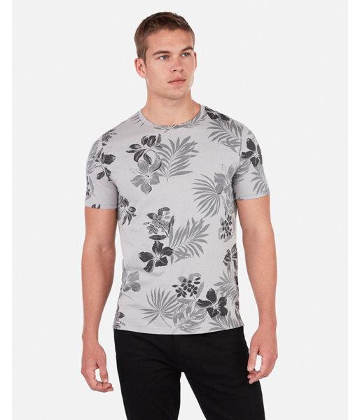Express Mens Floral Short Sleeve Crew Neck T-shirt