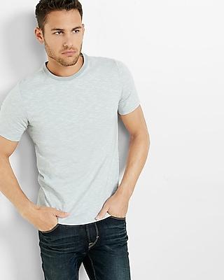 Express Mens Space Dyed Slub Knit Flex Stretch Crew Neck T-shirt