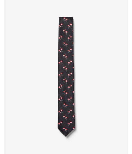 Express Mens Slim Flamingo Print Tie