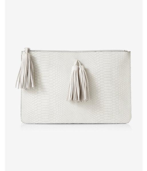 Express Womens Snakeskin Tassel Clutch