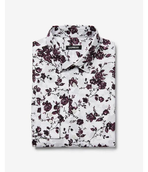 Express Mens Extra Slim Dark Floral Print Dress