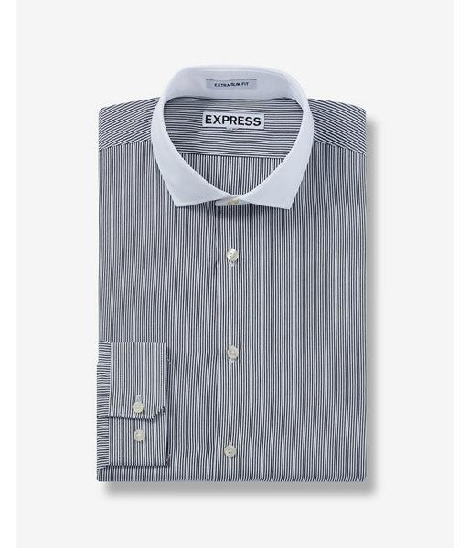 Express Mens Slim Contrast Collar Pinstripe Dress