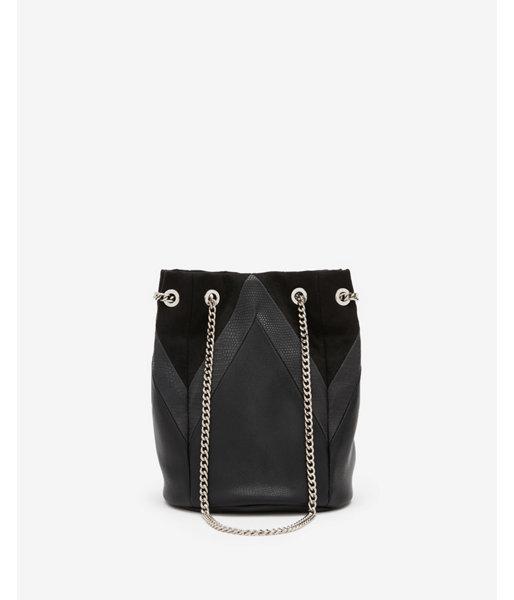 Express Womens Chevron Chain Handle Bucket Bag
