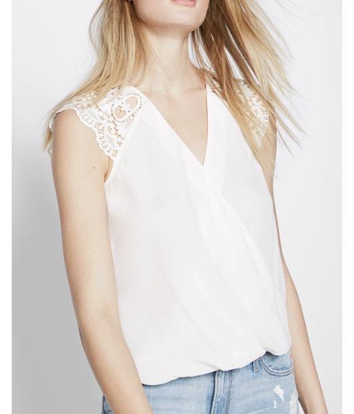 Express Crochet Sleeve Surplice Blouse