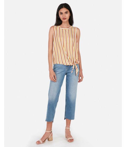 Express Womens Reversible Striped Tie Front Scoop Neck Tank