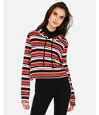 Express Womens Express One Eleven Striped Abbreviated Popover Hoodie