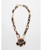 Express Womens Tortoiseshell Chain Stone Cluster Pendant Necklace