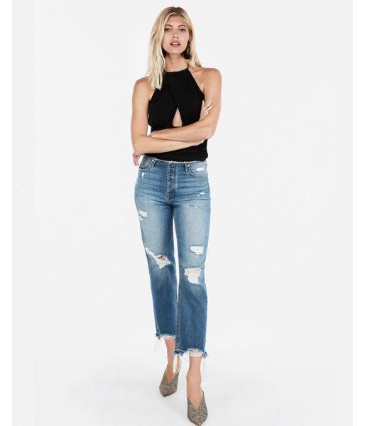 Express Womens Ruched Cut-out Halter Top