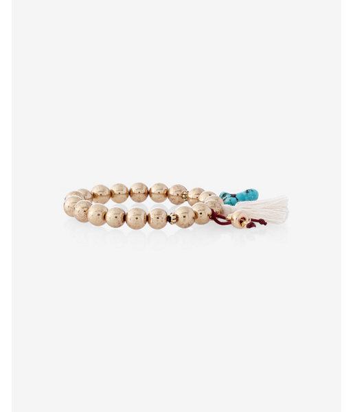 Express Womens Turquoise Charm And Shiny Prayer Bead Bracelet