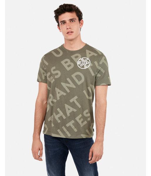 Express Mens Brand That Unites Allover Graphic Crew Neck Tee