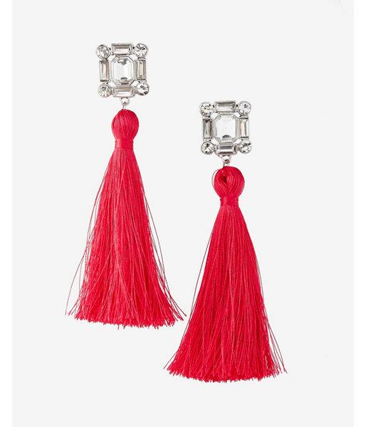 Express Womens Square Stone Tassel Earrings