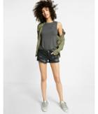 Express Lace-up Shoulder Crew Neck Tank