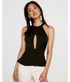 Express Womens Cut-out Halter Neck Peplum Tank
