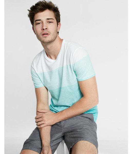 Express Mens Gradient Stripe Cotton Crew Neck Tee