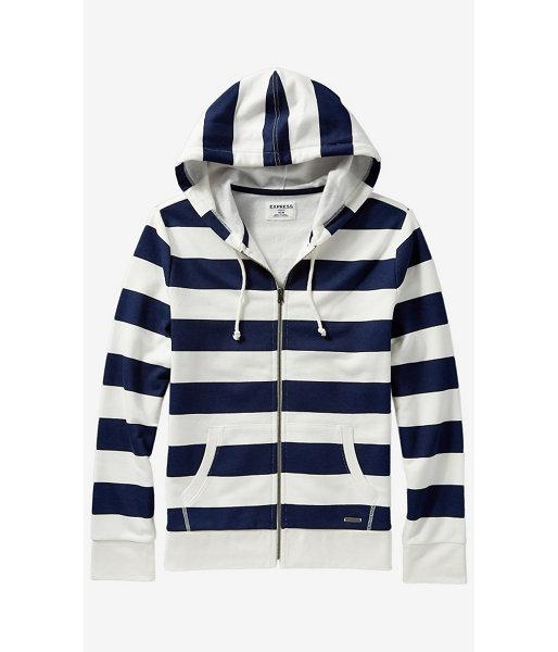 Express Men's Sweatshirts Striped Fleece Zip Hoodie