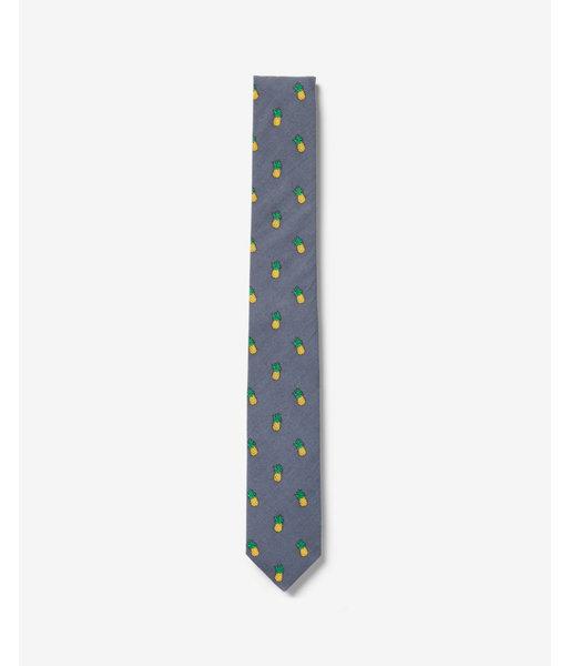 Express Mens Slim Pineapple Print Cotton Tie