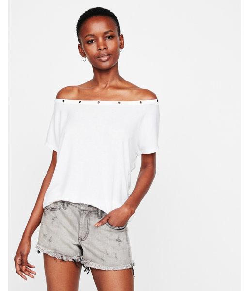Express Womens Express One Eleven Wedge Dolman Grommet Tee