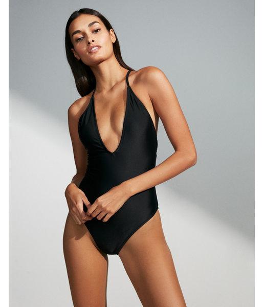 Express Womens Deep V Lace-up One-piece