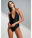 Express Womens Deep V Lace-up One-piece