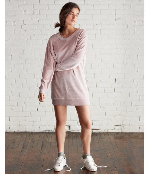 Express Womens V-neck Velour Sweatshirt Dress
