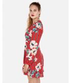 Express Womens Petite Floral Surplice Fit And Flare Dress