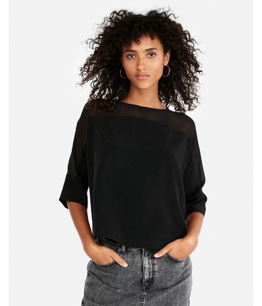 Express Womens Sheer Yoke Blouse