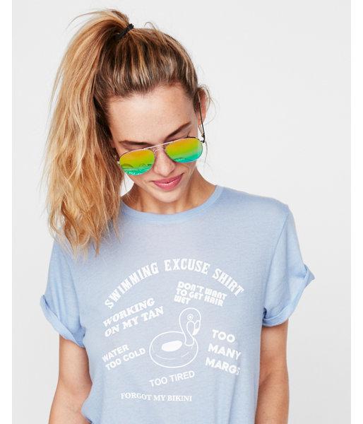 Express Womens Express One Eleven Swimming Excuse Boyfriend Tee