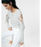 Express Petite Marled Tie Sleeve Hi-lo