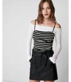 Express Womens Striped Ribbed Square Neck Cami