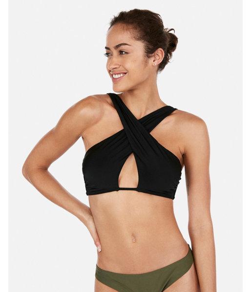 Express Womens Solid Crisscross Bikini Top