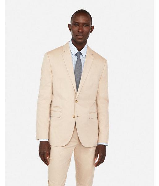 Express Mens Slim Khaki Oxford Cotton