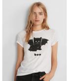 Express Womens Boo Vampire Cat Graphic Tee
