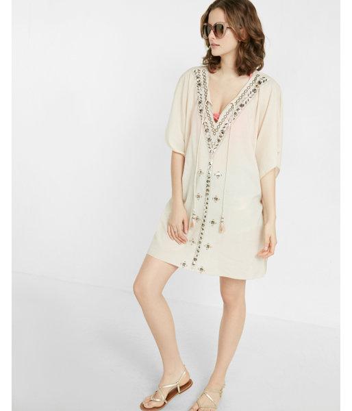 Express Womens Embellished V-neck Poncho