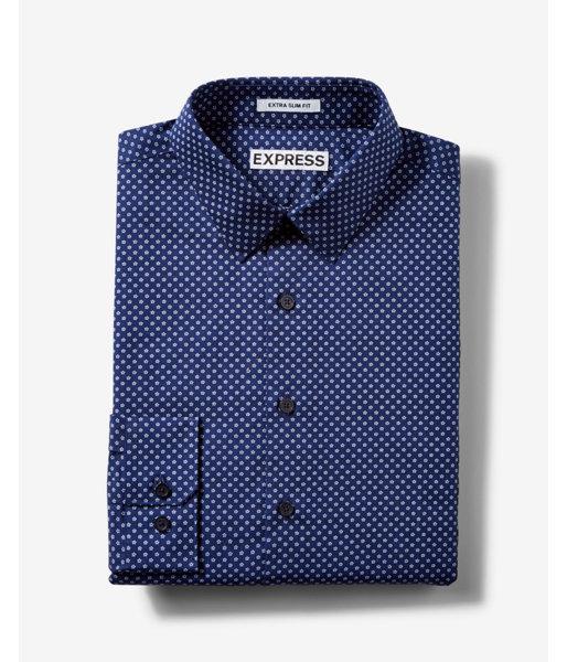 Express Mens Slim Fit Micro Floral Print Dress
