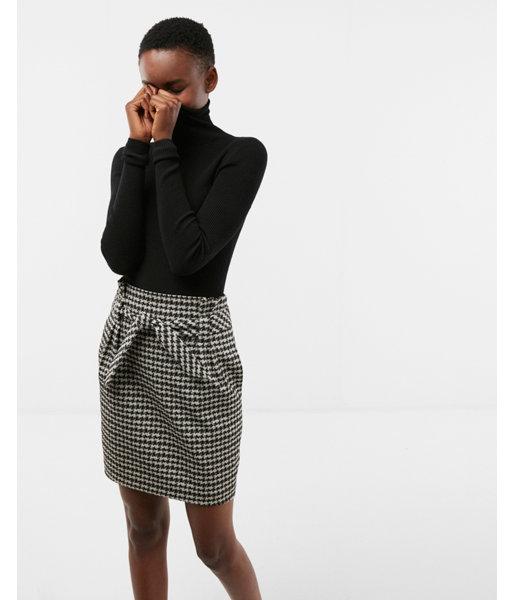 Express Womens Petite Sash Waist Houndstooth Pencil